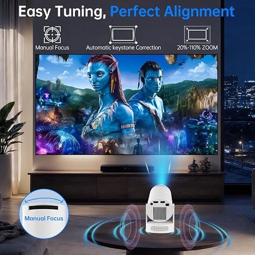 Xorytin Projector with WiFi and Bluetooth, Mini Projector with Built-in Apps, 4K Supported Smart Portable Projector, 210° Rotatable, Auto Vertical Keystone, 5W Speaker, 200 ANSI thumbnail 4