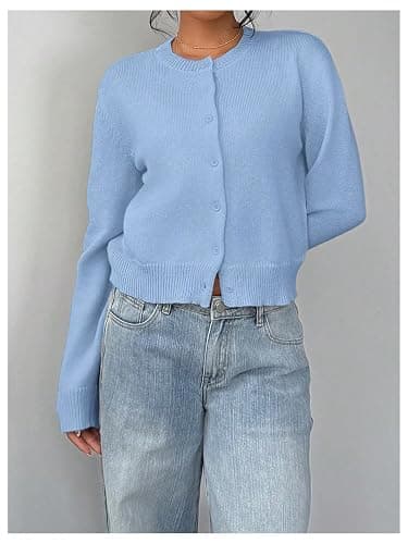 SOLY HUX Women's Button Down Cropped Lightweight Cardigan Sweater Cute Fall Fashion 2025 thumbnail 4