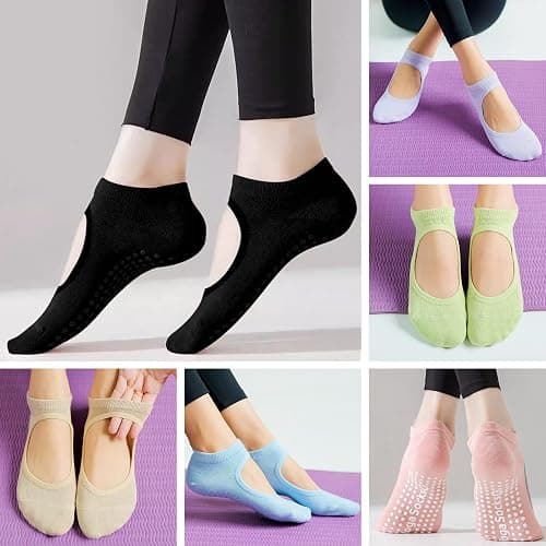 BCRMPT Non Slip Pilates Socks with Grips for Women, Grippy Yoga Socks,Anti Skid Athletic Socks for Ballet,Dance,Sports,Home thumbnail 7