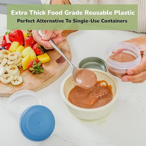WeeSprout Leakproof Baby Food Storage - 12 Set, Small Plastic Containers with Lids, Lock in Freshness, Nutrients & Flavor, Freezer & Dishwasher Friendly, 4oz Snack Containers (Variety Pastel) thumbnail 3