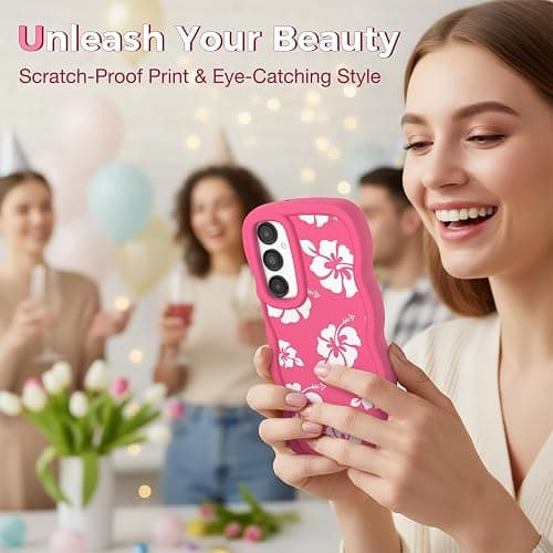 CASBST Compatible with Galaxy A15 5G Phone Case for Women Girls, Curly Wavy Frame with Cute Pattern, Aesthetic Slim Soft Silicone TPU Bumper Shockproof Phone Case for Samsung A15 - Tropical Hibiscus thumbnail 6