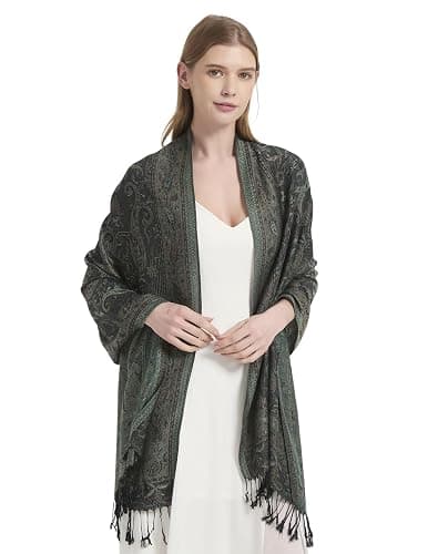 Umjetnost Womens Soft Silky Pashmina Rave Scarf Paisley Pattern Pashmina Shawl Wrap with Fringes thumbnail 3