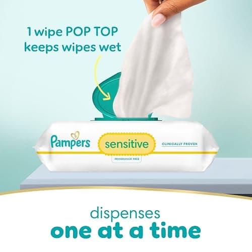 Pampers Sensitive Baby Wipes, Water Based, Hypoallergenic and Unscented, 8 Flip-Top Packs, 4 Refill Packs (1008 Wipes Total) thumbnail 11