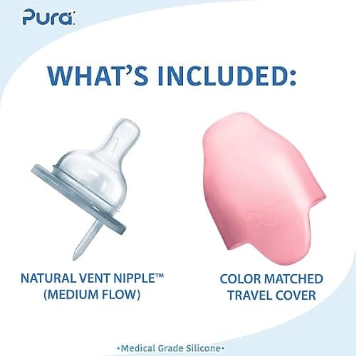 Pura Kiki 7oz Stainless Steel Insulated Infant Bottle – Includes Silicone Medium-Flow Nipple & Sleeve – Anti-Colic, Plastic-Free, MadeSafe Certified thumbnail 3