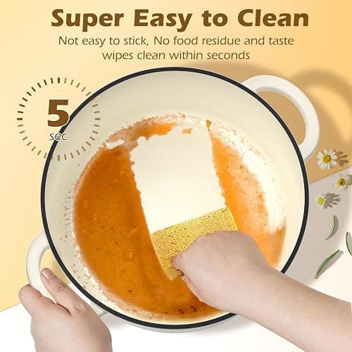 Enameled Cast Iron Dutch Oven - Umite Chef 5QT Pot with Lid & Cotton Potholders - Heavy-Duty Cookware for Bread Baking, Braising, Stews, Roasting(Cream White) thumbnail 5