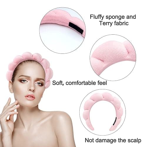 Spa Headband for Women - Terry Towel Cloth Fabric Makeup Fashion Facial Hair Wrap for Skincare, Face Washing, Makeup Removal, Shower, Facial Mask (Black) thumbnail 3