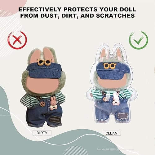 Protective Case Compatible with LABUBU Doll - Crystal-Clear Hard Display Box with Keychain & Dustproof Cover, Secure Backpack Hooks for Shelf/Outdoor Showcase (Doll Not Included)（Standing） thumbnail 3
