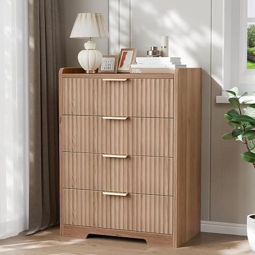 Furnulem 4-Drawer Dresser for Bedroom - Fluted Wood Chest of Drawers Closet Storage Cabinet Organizer for Bedroom, Living Room, Hallway & Office thumbnail 9