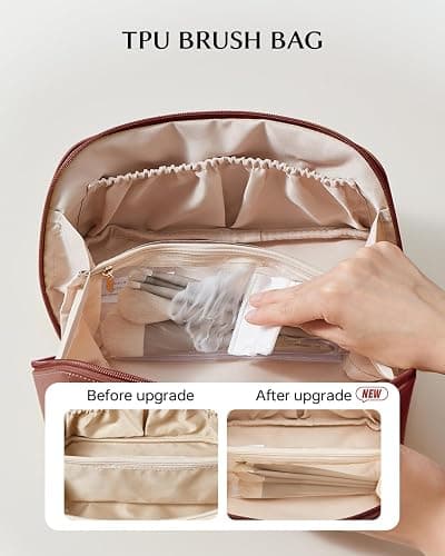 EACHY Travel Makeup Bag,Large Capacity Cosmetic Bags for Women,Waterproof Portable Pouch Open Flat Toiletry Bag Pattern Makeup Bag thumbnail 3