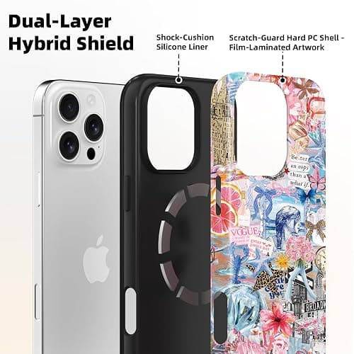 Lumen for iPhone 16e / iPhone 17e Case, Compatible with Magsafe, Hard Shell Cover with Camera Protection for Girls Women - Abstract Leopard Bow Spring Watercolor Disco Coastal Preppy Collage thumbnail 2