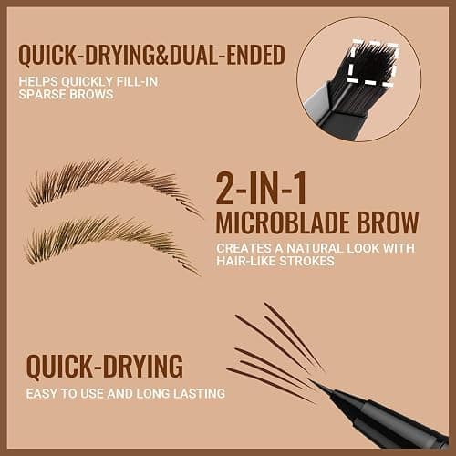 iMethod Eyebrow Pen - Eyebrow Pencil,2-in-1 Eyeliner Dual-Ended Microblading Eyebrow Pencil Long Lasting Waterproof Hair-Like Brow Pencil,with Eyebrow Brush,Eyebrow Pencils for Women,BlackBrown thumbnail 2