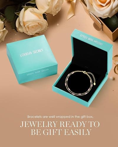 LOUISA SECRET Birthstone Bracelets for Women, 925 Sterling Silver Dainty Simple Women Charm Link Bracelet, Birthday Anniversary Christmas Jewelry Gifts for Women Wife Mom Her thumbnail 7
