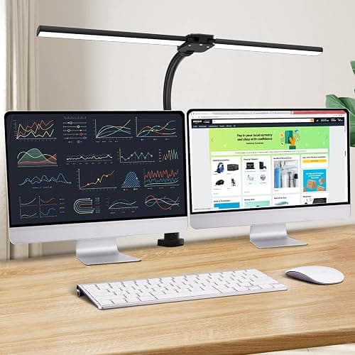 Ksunun Double Head LED Desk Lamp, Architect Desk Lamps for Home Office, 24W Brightest Workbench Office Lighting-5 Color Modes and 5 Dimmable Eye Protection Modern Desk Lamp for Monitor Reading - Image 1