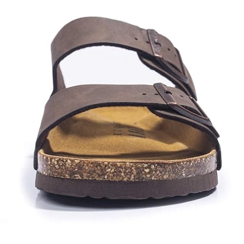 FITORY Mens Sandals,Arch Support Slides Adjustable Buckles Cork Footbed | Genuine Leather Insole,Non-Slip,Open Toe,Double Straps,Casual,Comfortable,Indoor and Outdoor,Beach,Summer,Vacation thumbnail 2