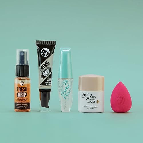 W7 On the Go Essentials Gift Set - Mini Makeup Must-Haves with Primer, Setting Spray, Mascara, Golden Glow Bronzing Drops & Beauty Sponge - Travel or Handbag Size Essentials thumbnail 5
