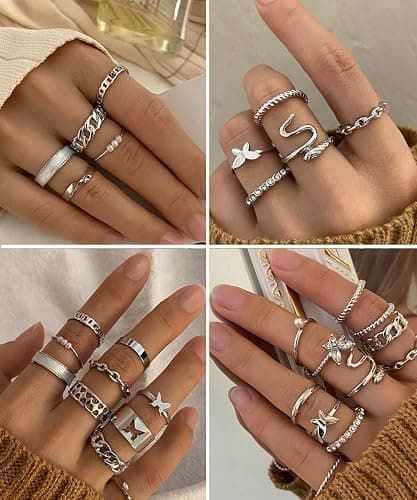 iF YOU 30 Pcs Gold Knuckle Rings Set for Women, Vintage Stackable Cute Finger Midi Rings, Fashion Simple Silver Rings Pack Jewelry for Women Gift thumbnail 4