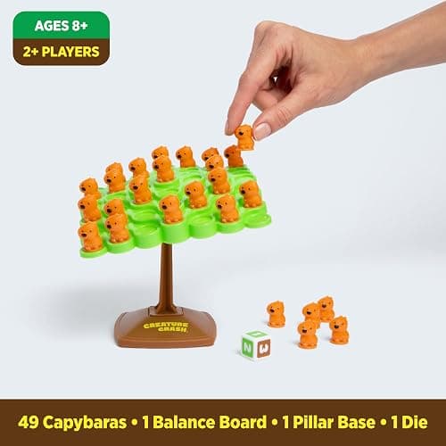Creature Crash by Relatable, The Capybara Balancing Game, Family Game Night, Great Stocking Stuffer for Kids, Includes 49 Capybaras, 1 Balancing Board, 1 Pillar Base, & Die thumbnail 5