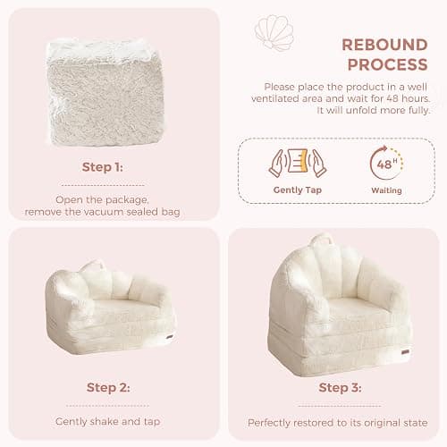 MAXYOYO Folding Sofa Bed, 2 in 1 Convertible Sofa to Lounger Comfy Single Bean Bag Chair for Adults, Floor Sleeper Couch with Handle, Faux Fur Couch Bed for Living Room Bedroom, Beige thumbnail 8