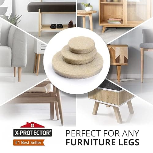 X-Protector 357 pcs Beige Felt Furniture Pads - Huge Quantity of Hardwood Floor Protectors with Many Big Sizes - Protect Any Type of Hard Floor thumbnail 2