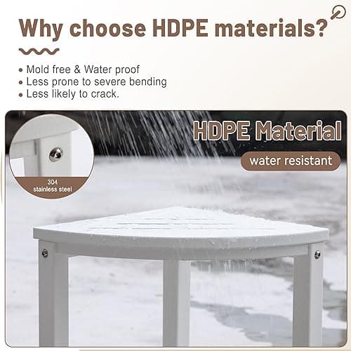 ONSGLM Shower Stool for Inside Shower, Corner Shower Bench Seat, HDPE Waterproof Shower Stool for Shaving Legs with Baffle Storage Shelf, Shower Seat/Foot Rest for Bathroom, Indoor/Outdoor Use, White - White thumbnail 7