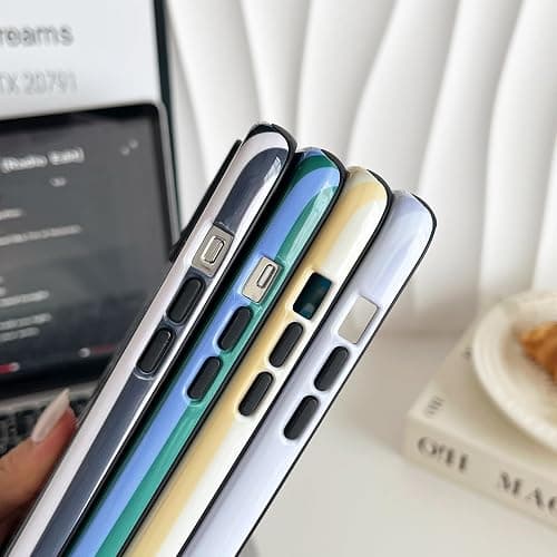 CHEDEMK Compatible with iPhone 14 Pro Max Case, Cute Fashion Aesthetic Striped Pattern Cover for Women, Shockproof Soft TPU and Hard PC Protective Phone Case for iPhone 14 Pro Max 6.7"- White thumbnail 6