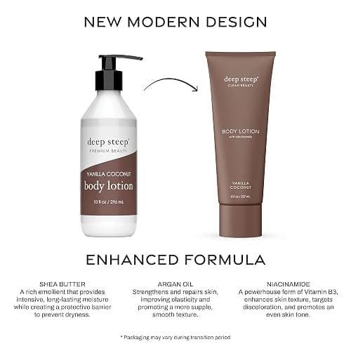 Deep Steep Body Lotion, Brown Sugar Vanilla, 8 oz – Moisturizer with Coconut Oil, Shea Butter, Argan Oil, Aloe Vera & Niacinamide – Vegan, Clean Beauty, Daily Skin Hydration thumbnail 3