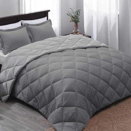 Beyond Queen Comforter Set - Grey/Charcoal Reversible Queen Set for All Seasons - 1 Comforter & 2 Pillow Shams - Image 1
