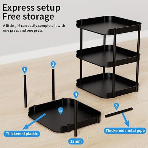 Altdnmaf 6 Tier Vertical Narrow Shoe Rack, Stackable Tall Skinny Shoerack, Compact Single Shoes Storage Tower for Slim Space, Corner Plastic Shelves, for Hallways, Entryway, Bedrooms Organizer, Black thumbnail 5