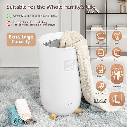 Keenray Towel Warmer Bucket, Large Towel Warmer for Bathroom with Timer, LED Display, Up to 24 Hours Delay Timer, Child Safety Lock, Towel Heater Fits Towels, Robes, Blankets, PJ's thumbnail 4