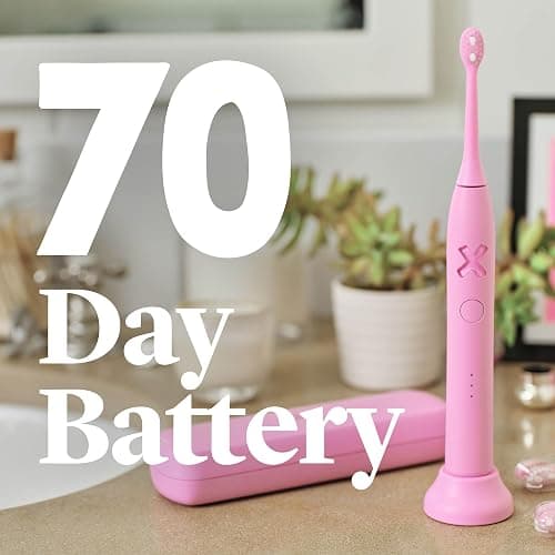 Made by Dentists PRO‑X Sonic Electric Toothbrush for Adults – Dentist‑Designed Whitening Rechargeable Toothbrush, 9 x More Plaque Removal, 70 Day Battery, 3 Modes, Travel Case & Extra Heads, Pink thumbnail 2