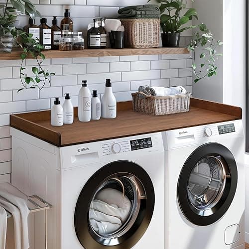 Gashell Washer Dryer Countertop, 27.5" x 54" Bamboo Washer and Dryer Countertop for Laundry Room Organization(Retro Brown) thumbnail 4