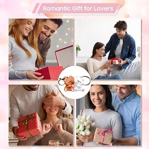 donciety Valentines Day Gifts, Bear Couple Keychain, Matching Keychains Cute Couple Gifts for Girlfriend Boyfriend Couples Matching Best Friend Keychain Birthday Valentine's Wife Husband Wedding thumbnail 4