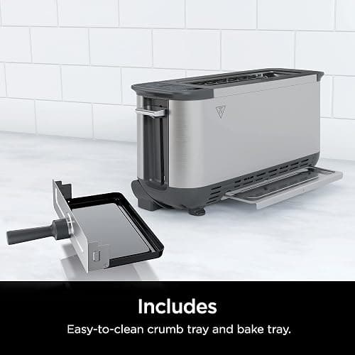 Ninja ST101 Foodi 2-in-1 Flip Toaster, 2-Slice Capacity, Compact Toaster Oven, Snack Maker, Reheat, Defrost, 1500 Watts, Stainless Steel, 6 Functions - 6 Functions thumbnail 9