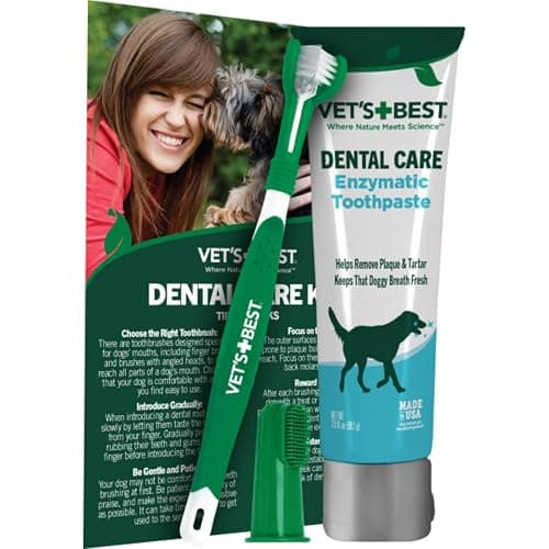 Vet's Best Dog Toothpaste & Dog Toothbrush, Dental Kit, Plaque Remover for Teeth, Whitens Teeth, Freshens Canine Breath, Veterinarian Formula, Finger Toothbrush Included - Image 1