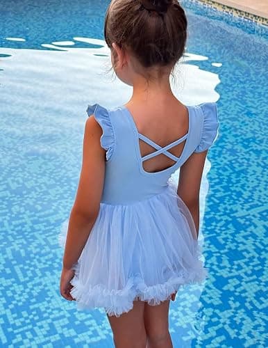 Zaclotre Tutu Dance Dresses for Girls Ruffle Sleeve Criss-Cross Back Ballet Leotards Toddler Ballerina Costume thumbnail 7