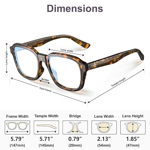 VISOONE Oversized Square Blue Light Blocking Glasses Fashion Computer Eyewear for Women and Men BENNETT thumbnail 6