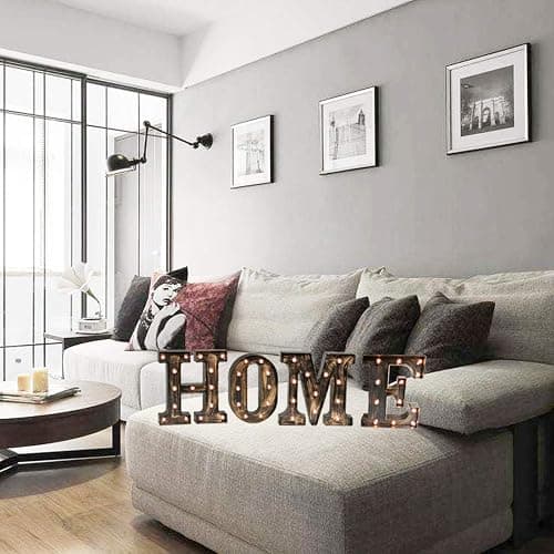 Pooqla Vintage Light Up Marquee Letters with Lights – Illuminated Industrial Style Lighted Alphabet Letter Signs - Coffee Bar Apartment Bedroom Wall Home Initials Decor A-Z - H thumbnail 2