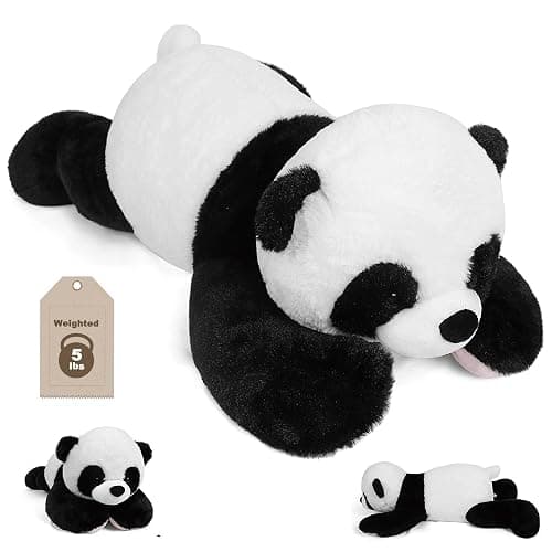 JellyMallow 5 lbs 24" Weighted Stuffed Animals Panda Plushie Pillow | Cute Panda Weighted Plush Pillow Giant Bear Stuffed Animal for Kids Adults - Image 1