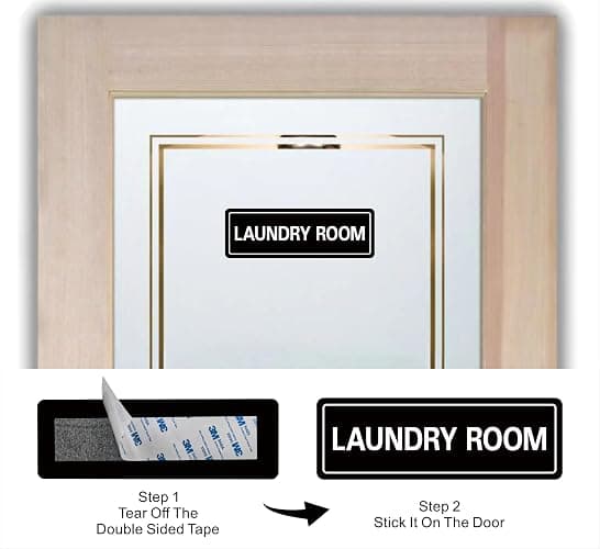 Laundry Room Sign, Premium Durable Acrylic Material, Super Strong Adhesive, Quick Installation, Suitable for Your Home and Business (9 × 3 Inches, Black) thumbnail 4