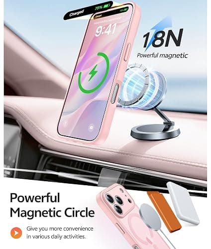 FNTCASE for iPhone 17 Pro Case: [Compatible with Magsafe] Translucent Matte Cases with [Full Camera Protection] [Screen Protector] Military Grade Shockproof Protective Phone Cover - Light Pink thumbnail 3