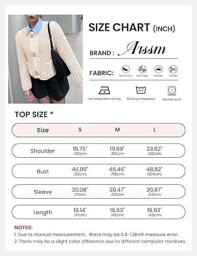Arssm Womens Cropped Cardigan Sweaters Chunky Open Front Button Down Knit Sweater Long Sleeve Loose Cardigan Outerwear thumbnail 4