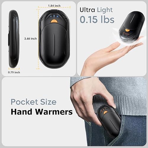 AI Hand Warmers Rechargeable 2 Pack, AI Smart Chips Electric Hand Warmers, 20Hrs Long Safe Heat, Portable Pocket Heater, Gifts for Christmas, Outdoor, Hunting, Golf, Camping Accessories thumbnail 5
