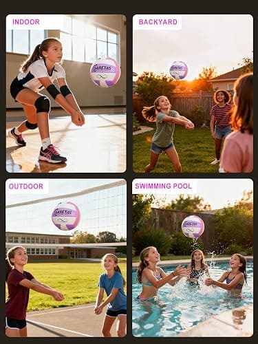 Saretas Volleyballs, PU Official Size Soft Touch Kids Volley Ball, Cute Volleyball for Girl, Christmas Volleyball Gifts for Teen Girls,Beginners,Players,Team,Middle School Lover,Include Pump&Net thumbnail 5