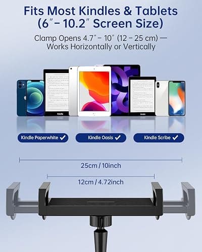 TeoTeeo Kindle Holder with Remote Page Turner - Read in Bed Without Blocking Text or Adjusting Margins - Reduce Neck Strain - Quiet Page Turning for Kindle, iPad, iPhone thumbnail 7