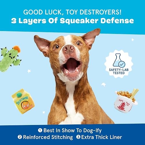 Barkbox Dog Toy 2 in 1 Interactive Plush Exterior with Squeaker & Crinkle Material, Tearable Dog Toy with Squeaky Spikey Ball Inside, Ideal for Toy Destroyers - Penny The Pineapple, Small thumbnail 7