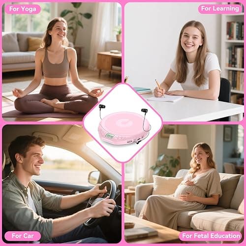 Gueray Portable CD Player with Earphones,CD Discman for Car Home with Anti-Skip Shockproof Protection,Personal CD Music Player with LCD Display Support PROG Memory Function thumbnail 5