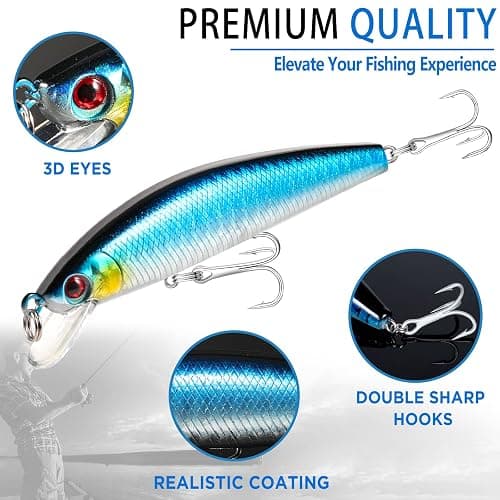 PLUSINNO 353/404 PCS Fishing Lures, Upgrade Fishing Tackle Box with Tackle Included, Crankbaits, Hooks, Weights, Other Accessories, Fishing Lure Bait Gear Equipment Kit Gift for Men Freshwater Bass thumbnail 6