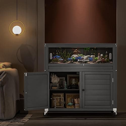 WAYTRIM Reptile Terrarium with Stand, 30 Gallon Reptile Tank with Adjustable Storage Cabinet, Wheels & Metal Mesh Roof Door, Reptile Habitat Enclosure for Snake/Lizard/Gecko thumbnail 8