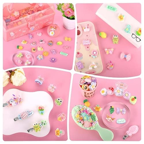 Zefy 120pcs Cute Slime Charms, No Repeating Jelly Resin Charms Flatback Charm Set, Kawaii Charm Bulk for Junk Case Nail Scrapbooking Crafts Making thumbnail 5