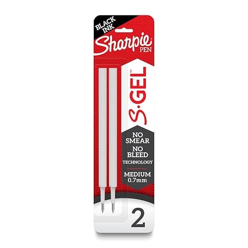 Sharpie S-Gel Refills, Black Gel Ink, Medium Point (0.7mm), 6 Packs of 2ct, 12 Total Refills - Image 1